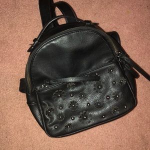 Black leather backpack purse